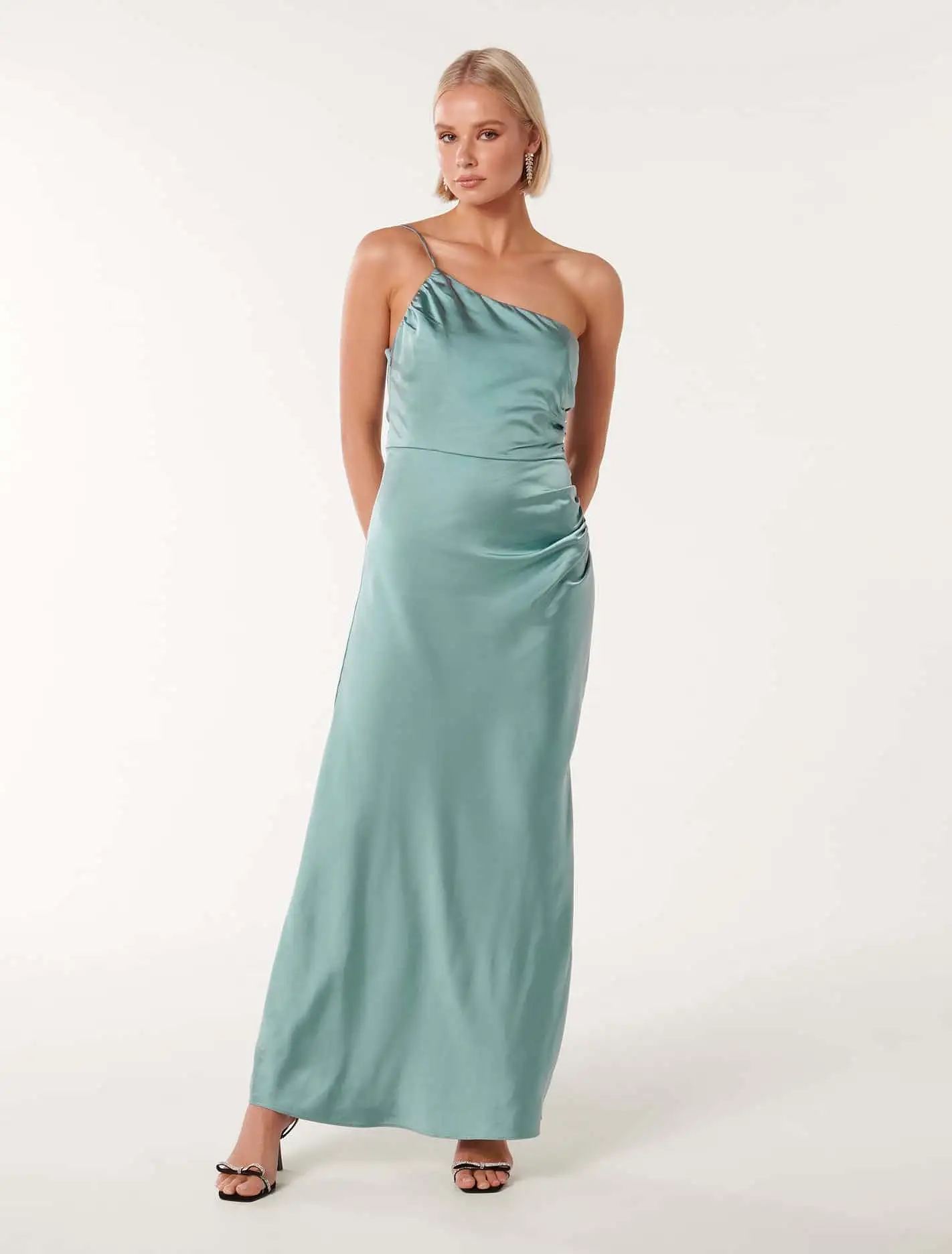 Kelly One Shoulder Satin Maxi Dress