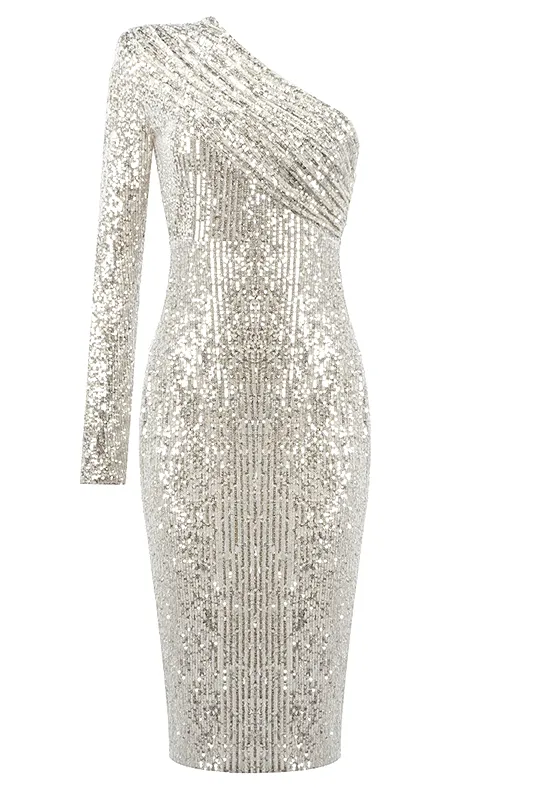 Kristi Silver Sequin Dress