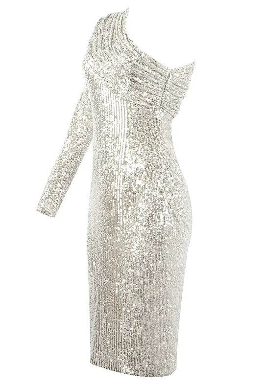 Kristi Silver Sequin Dress