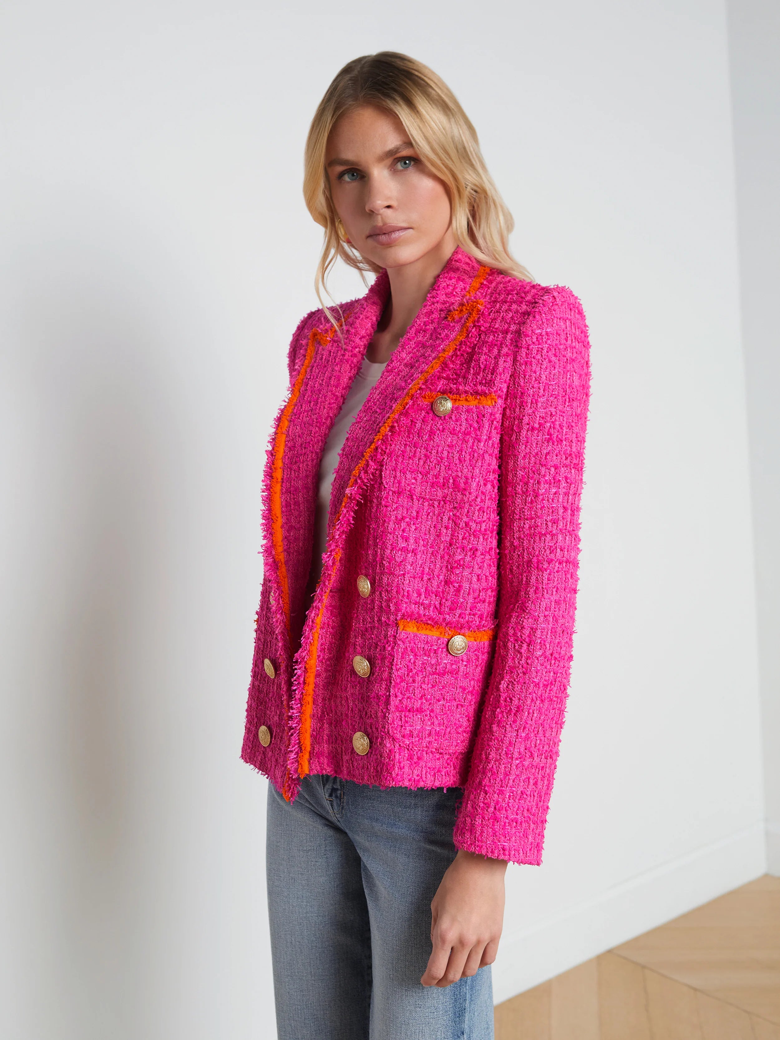 L’agence - Alectra Tweed Jacket - Rhodamine/Glow Orange