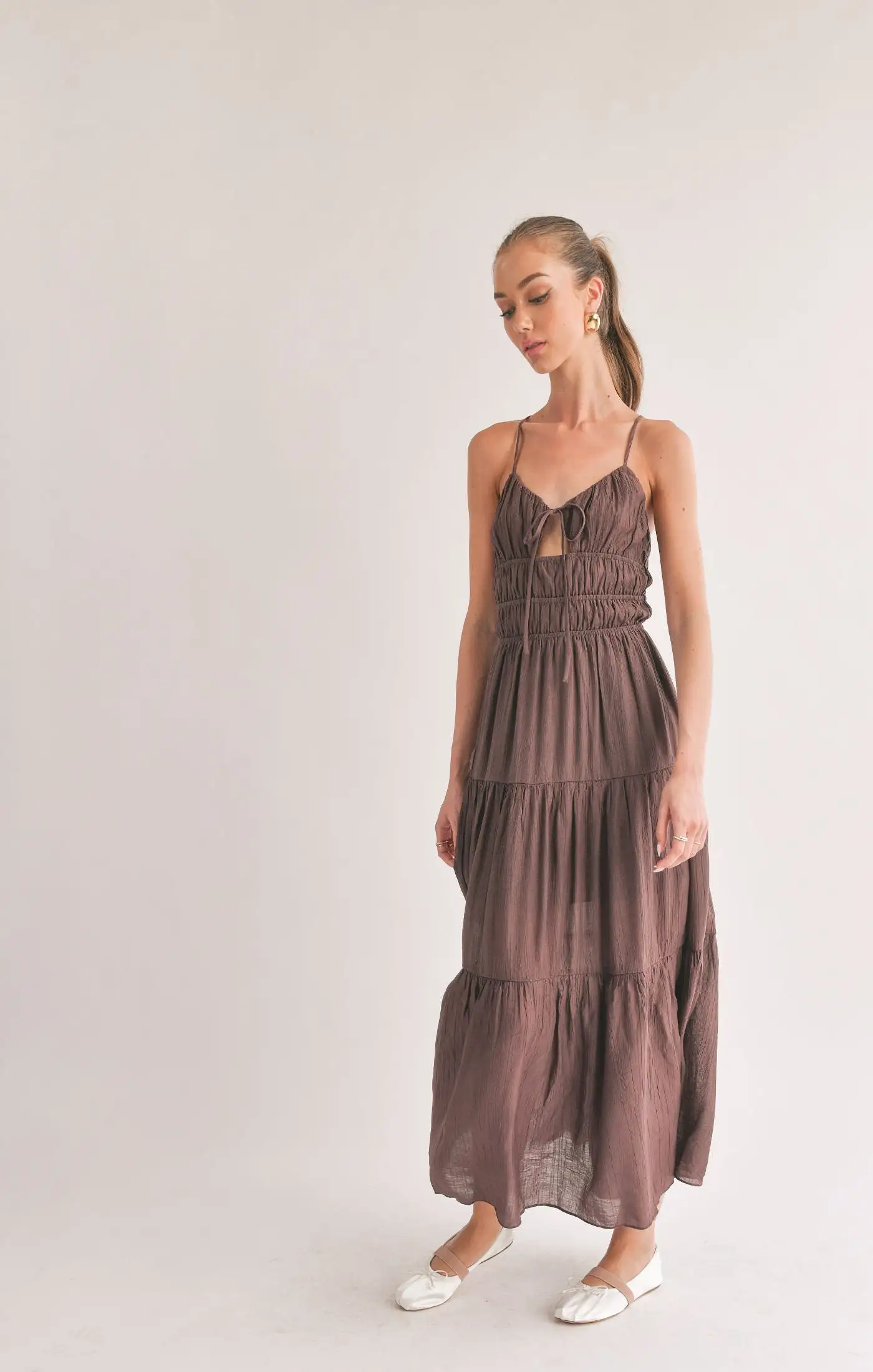 Light A Fire Tie Front Maxi Dress