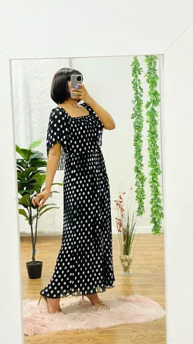 Maxie pleated off shoulder maxi dress