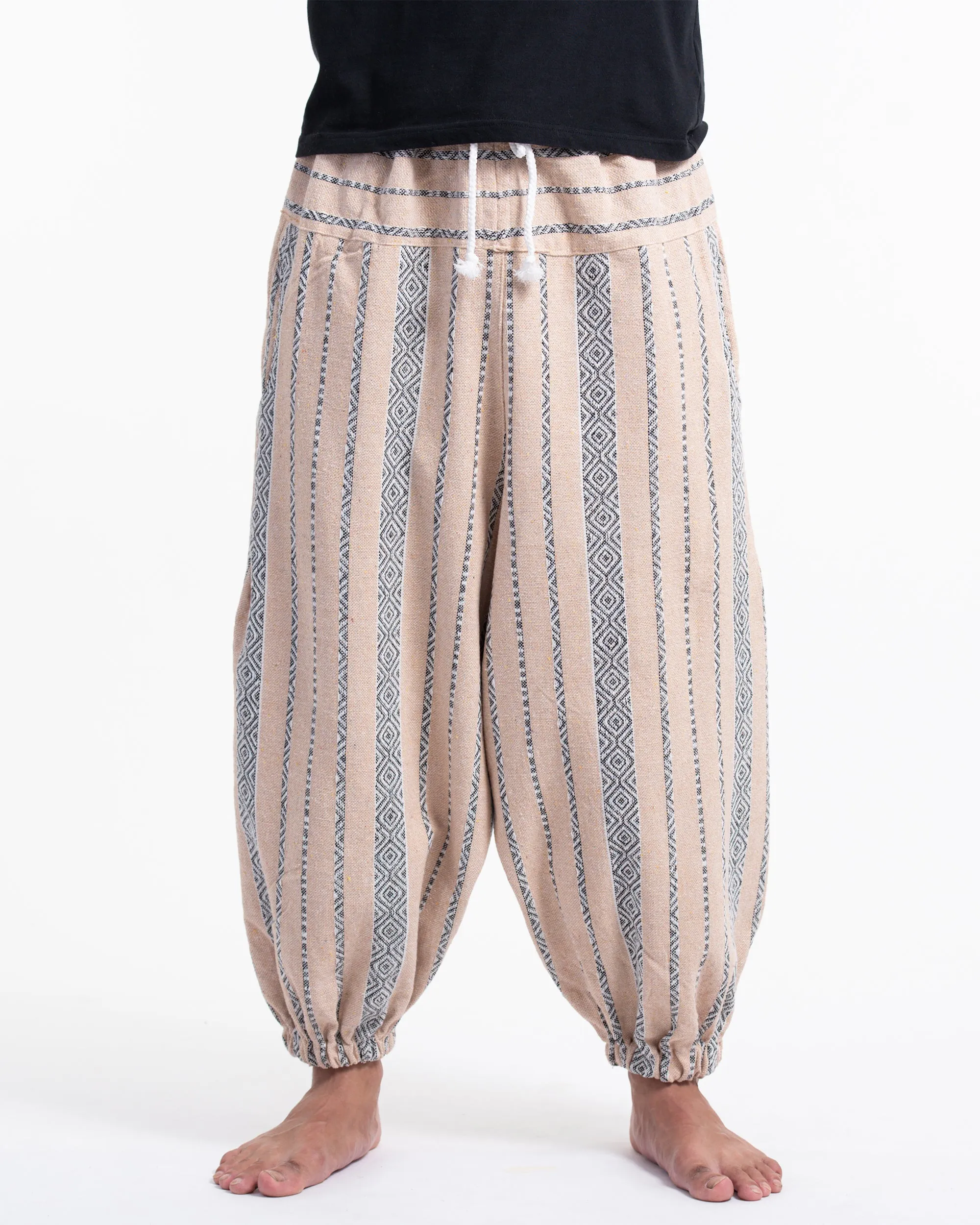 Men's Hill Tribe Low Cut Balloon Pants In Beige Gray