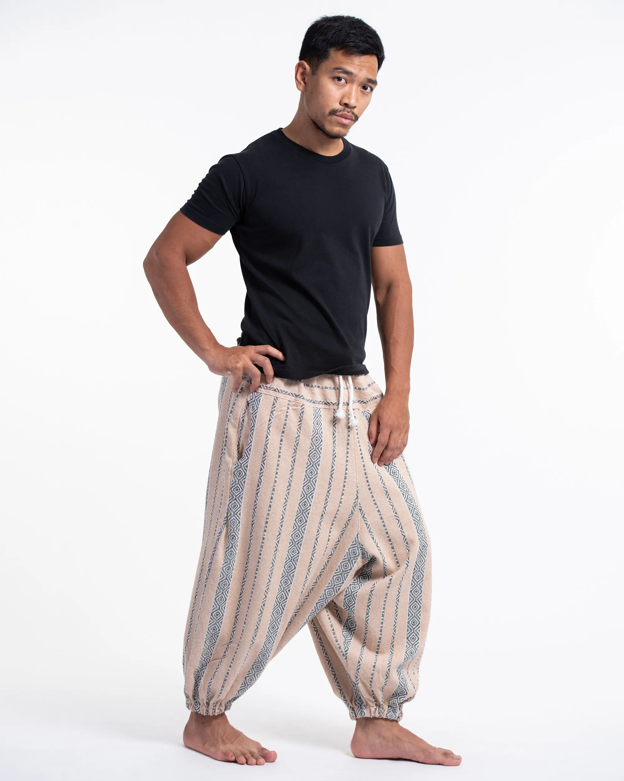 Men's Hill Tribe Low Cut Balloon Pants In Beige Gray