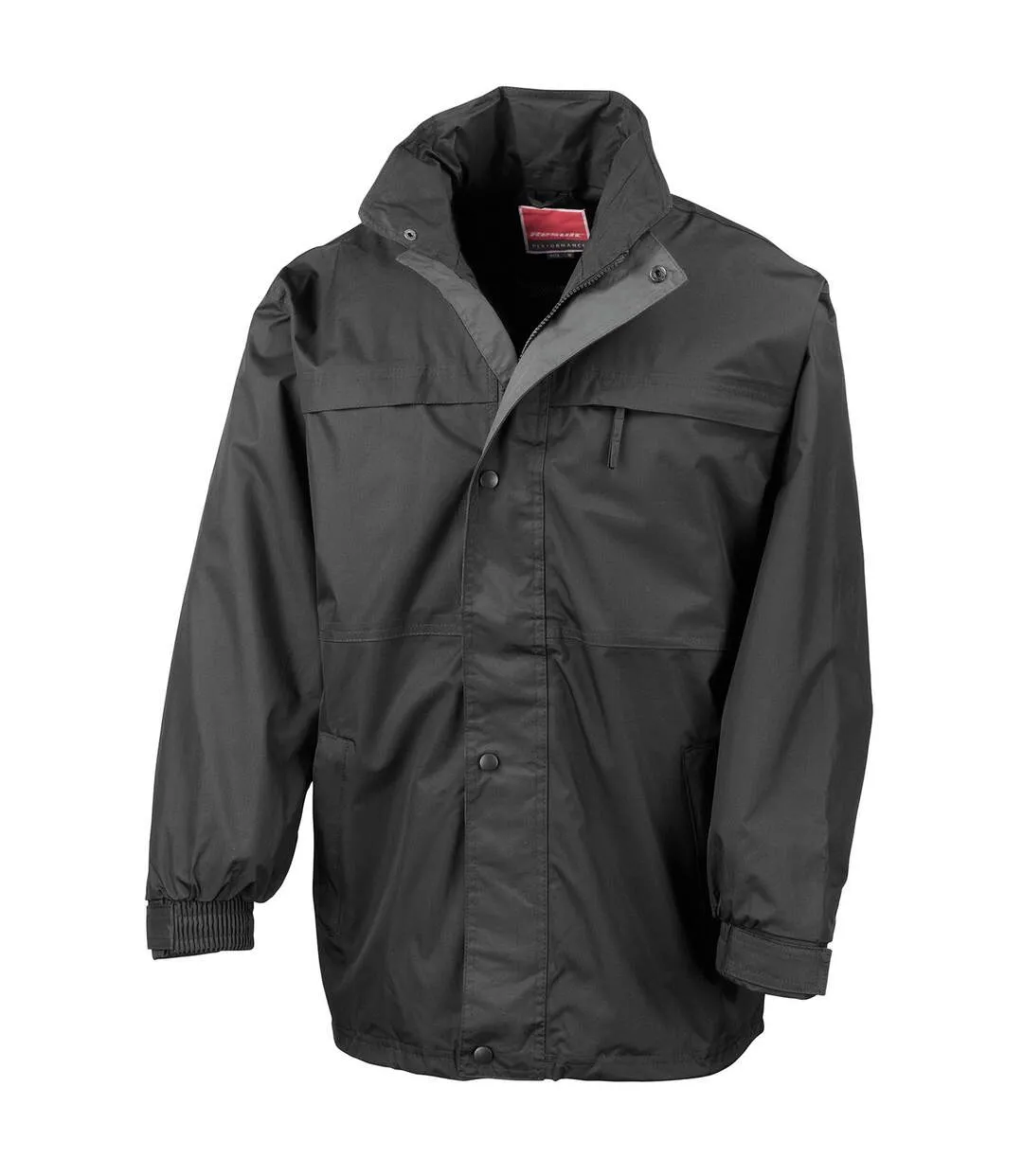 Mens midweight multi-functional waterproof jacket black/grey Result