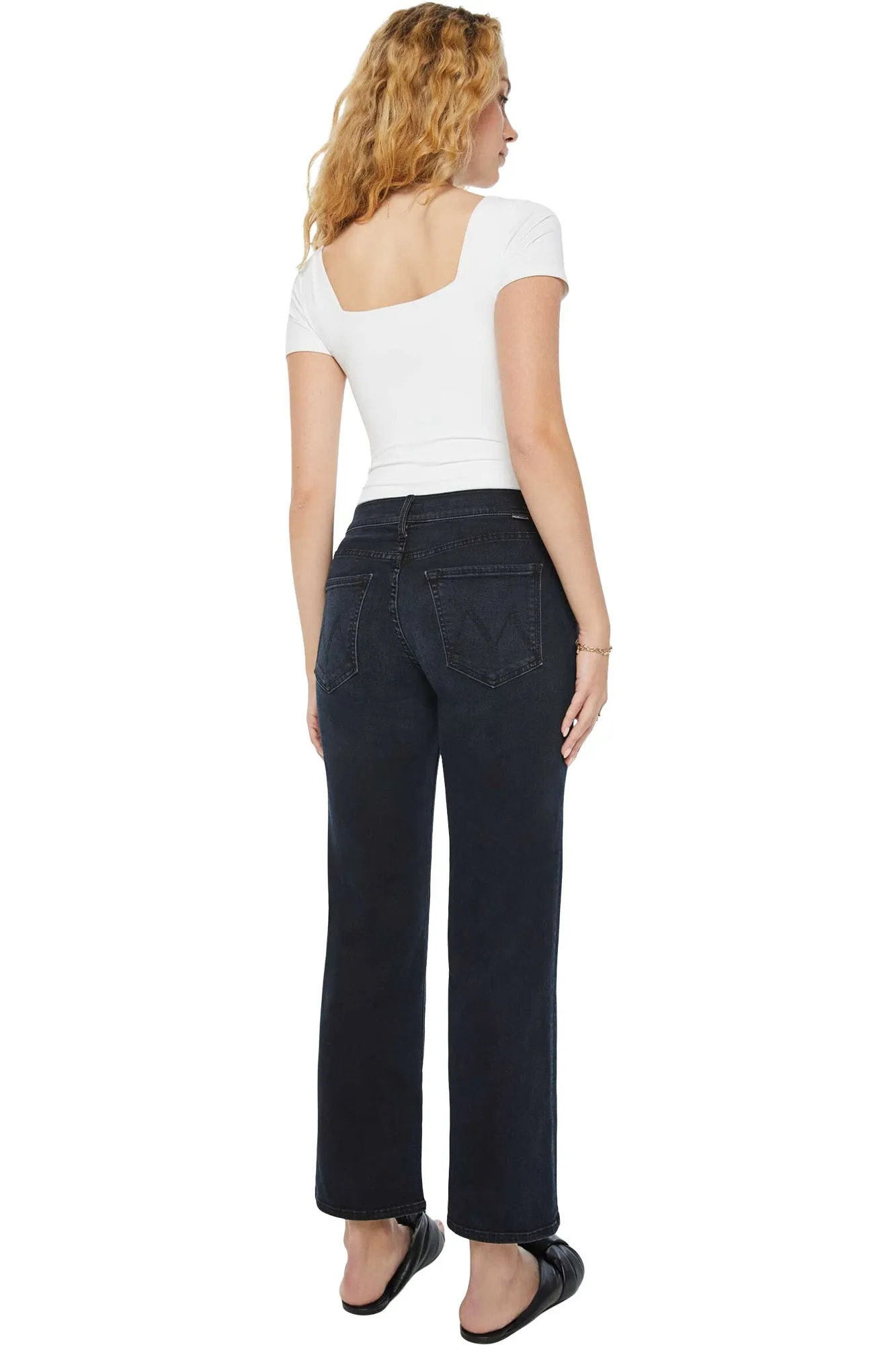 MOTHER Denim Mid Rise Zip Rambler Ankle in Night in Venice