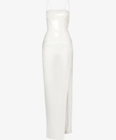 Nensi Dojaka Womens White Kendall sequin-embellished sheer woven maxi dress