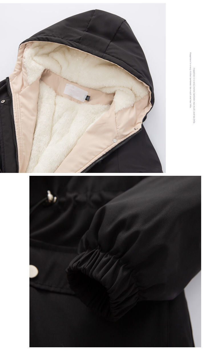 New Women Jackets Zipper Pockets Casual Long Sleeves Coats Winter Hooded Jacket XL B-41495