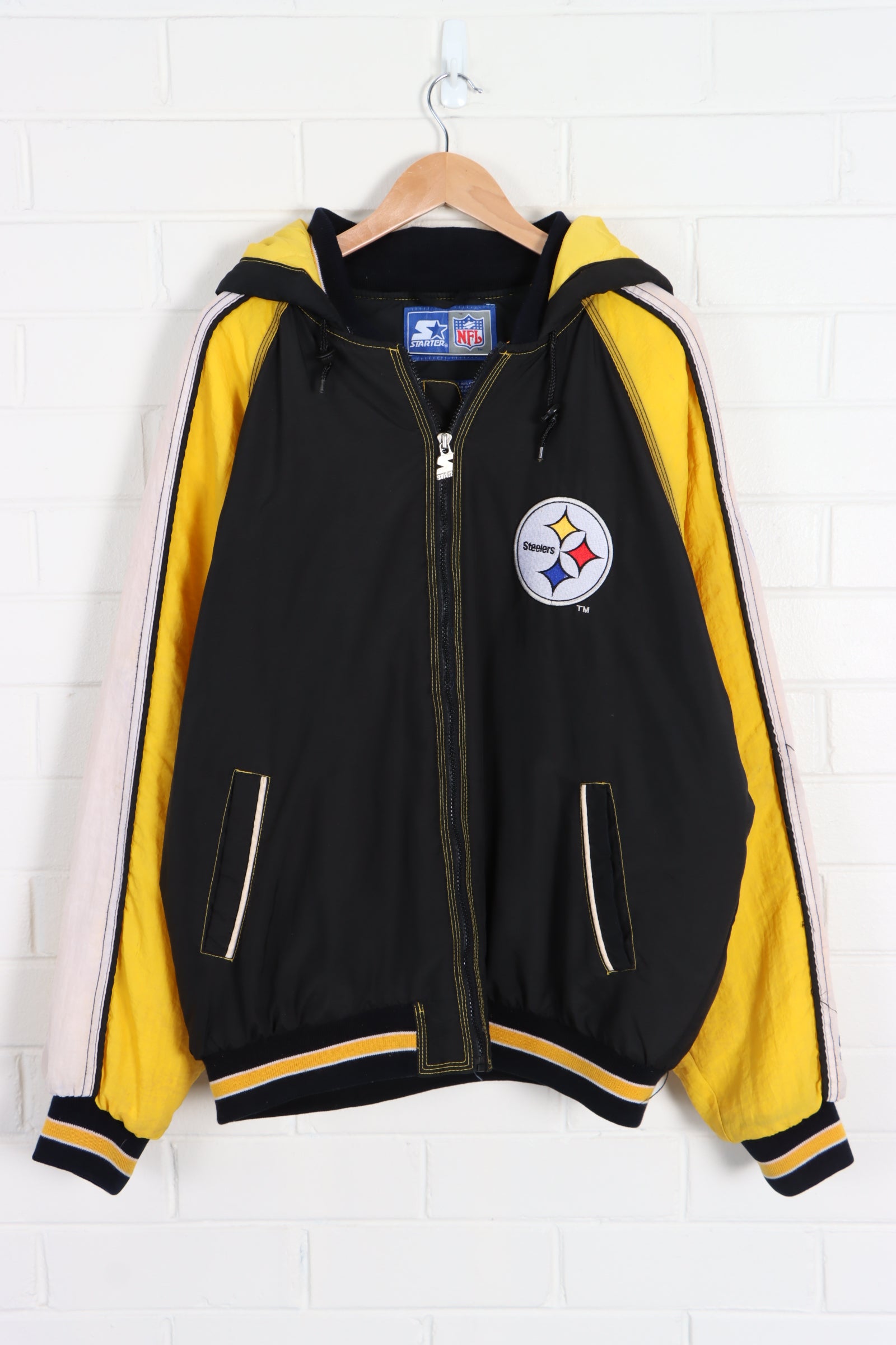 NFL Pittsburgh Steelers Padded STARTER Windbreaker Jacket with Hood (XL)