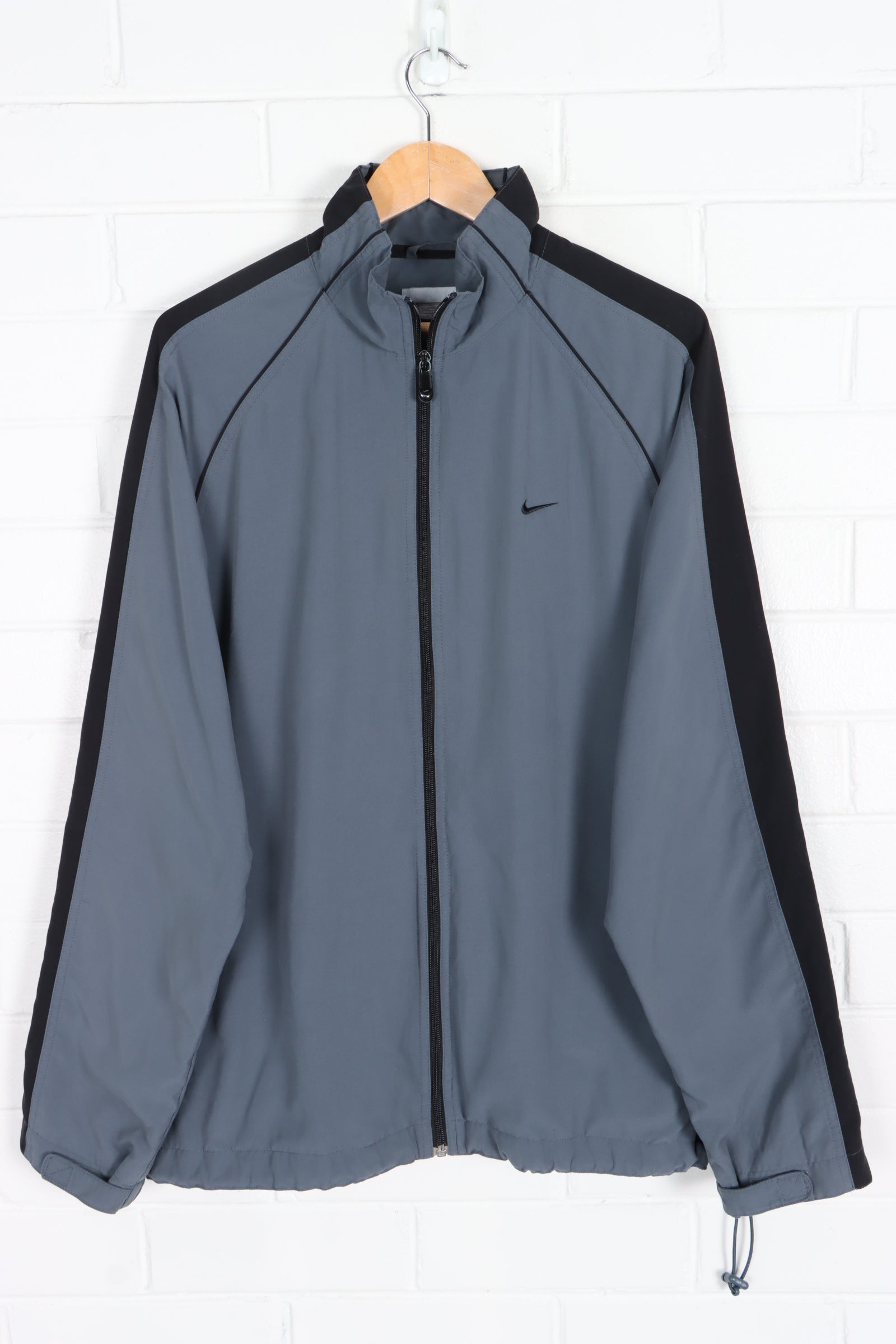 NIKE Steel Grey Swoosh Logo Full Zip Windbreaker Jacket (XL)