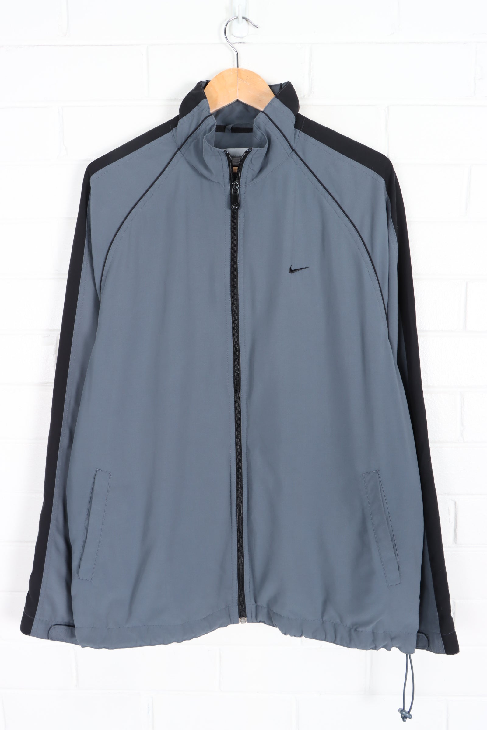 NIKE Steel Grey Swoosh Logo Full Zip Windbreaker Jacket (XL)