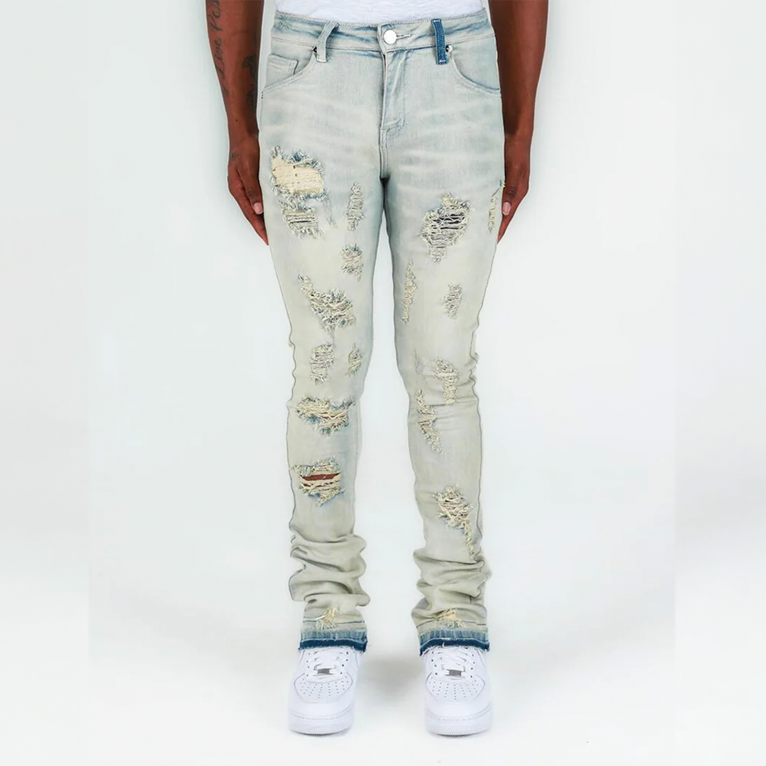 NOW OR NEVER STACK DENIM BLUE WASH