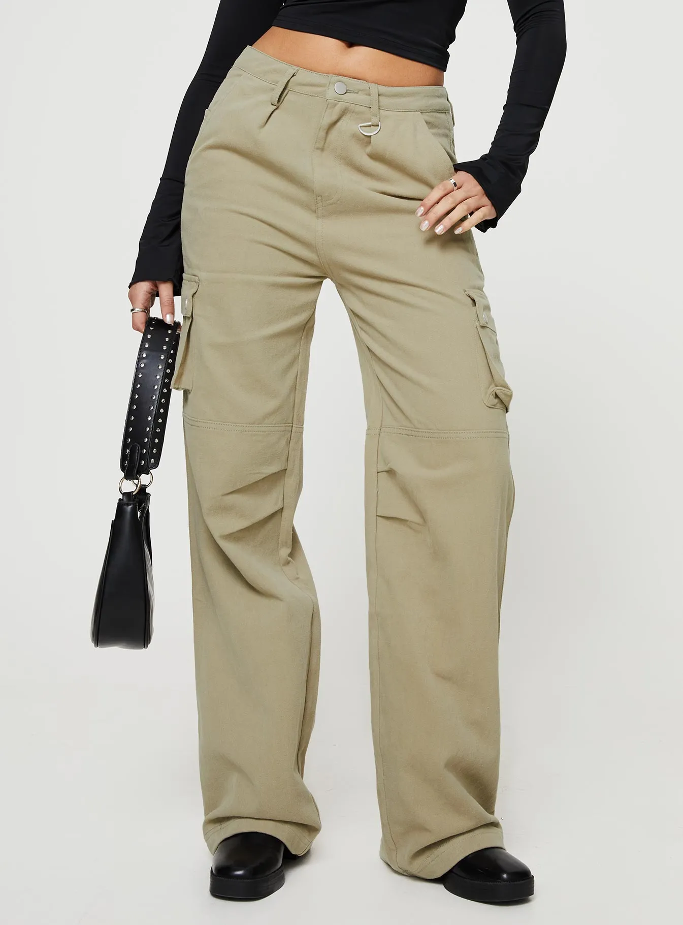 Paige Mid Rise Cargo Jean Sage