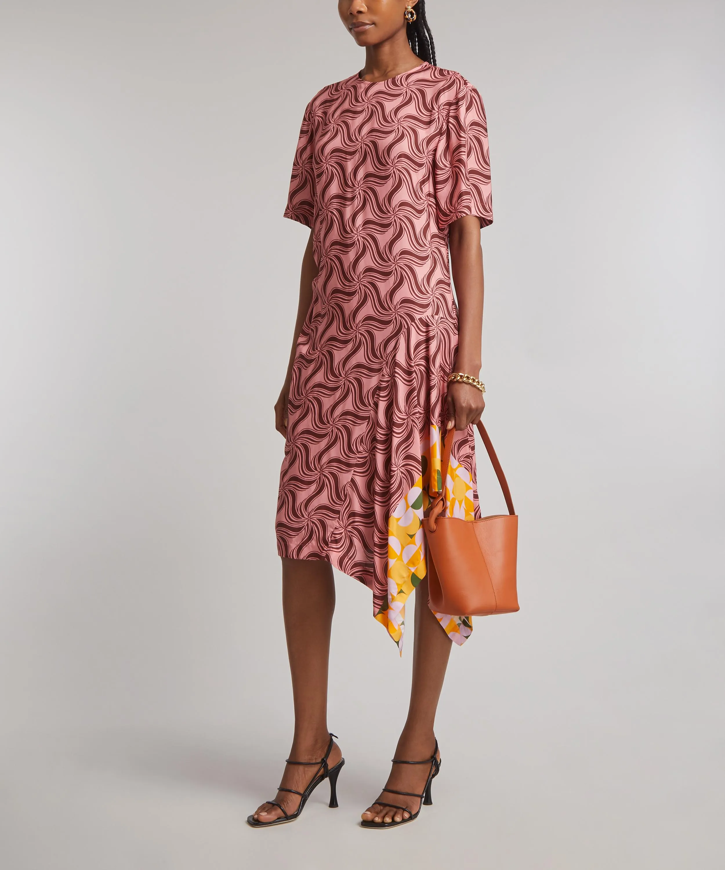 Printed Asymmetric Midi Dress