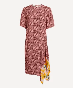 Printed Asymmetric Midi Dress