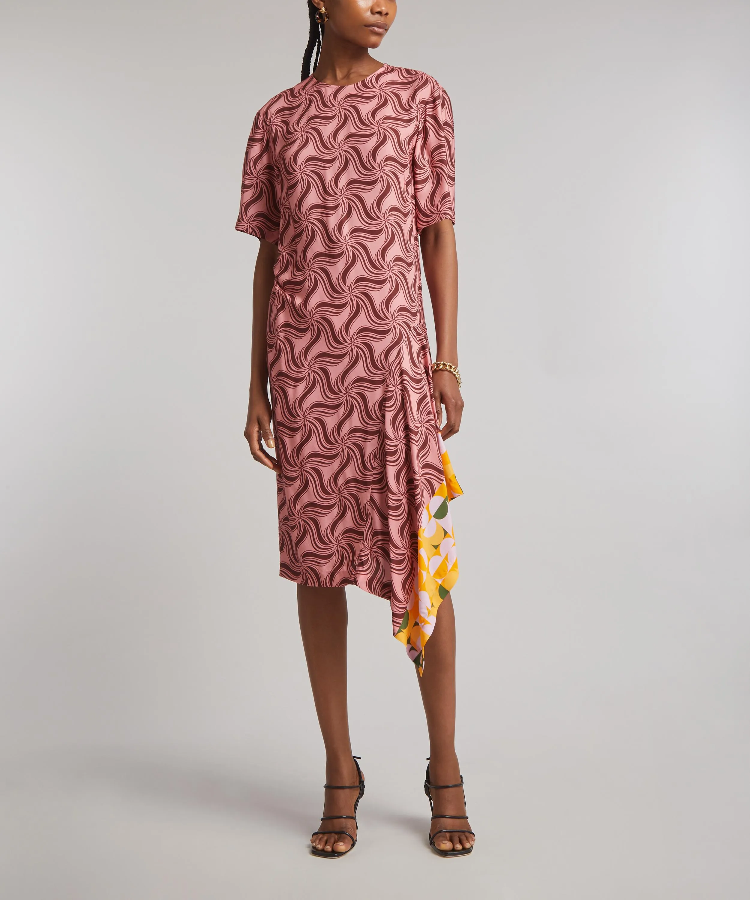 Printed Asymmetric Midi Dress