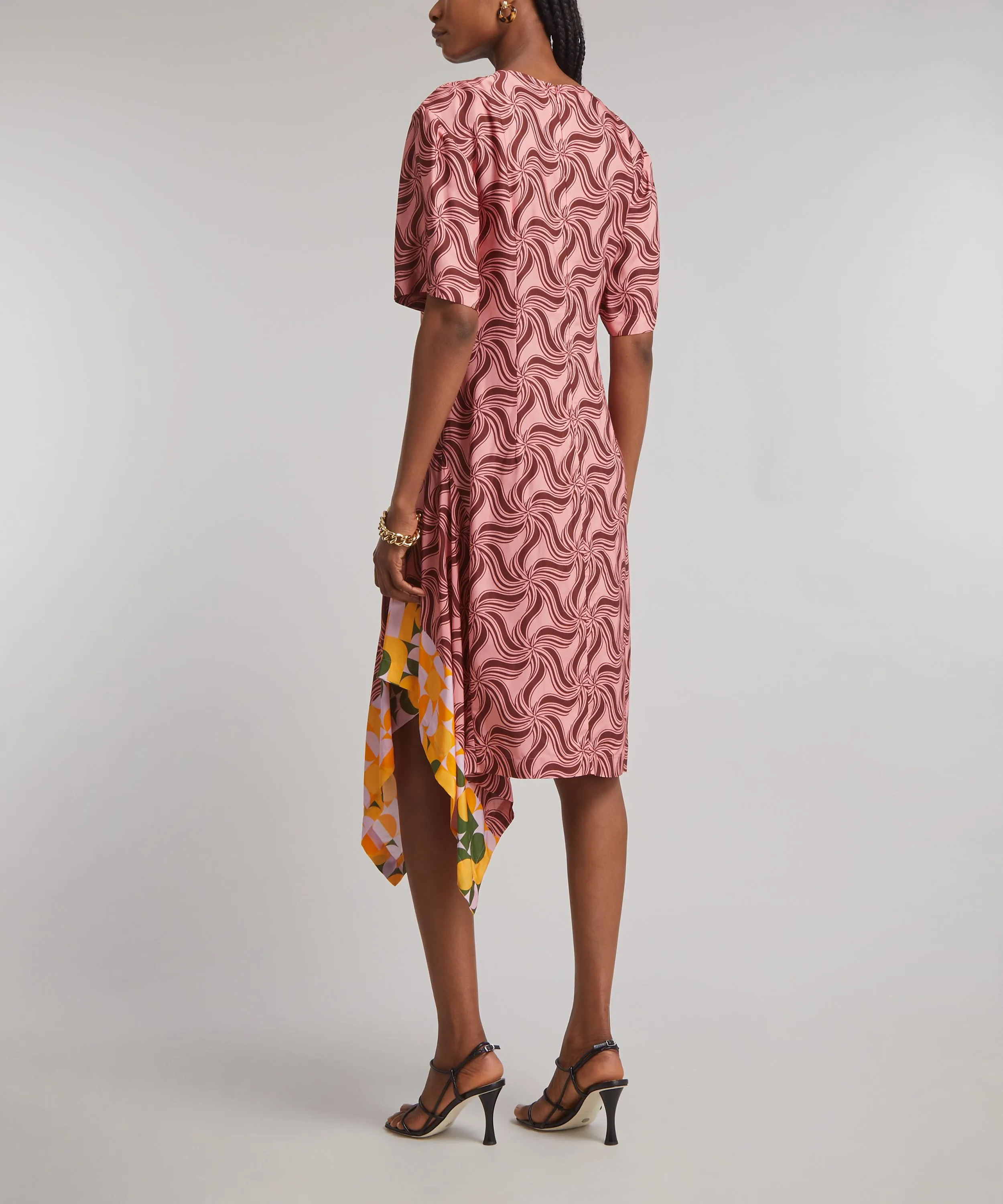 Printed Asymmetric Midi Dress