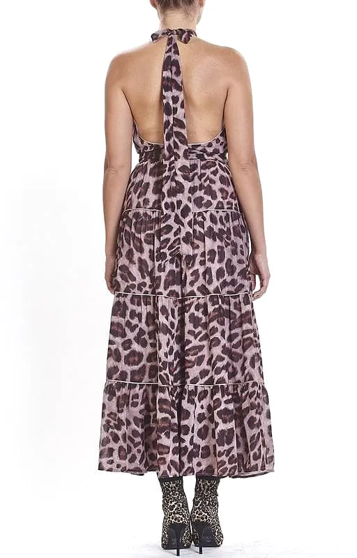 Printed leopard halter top maxi dress