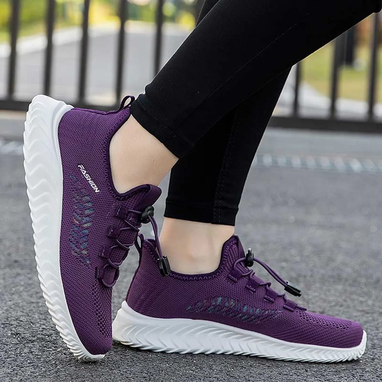 Purple flyknit patterned texture shoe sneaker