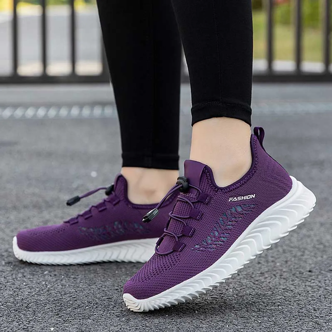 Purple flyknit patterned texture shoe sneaker