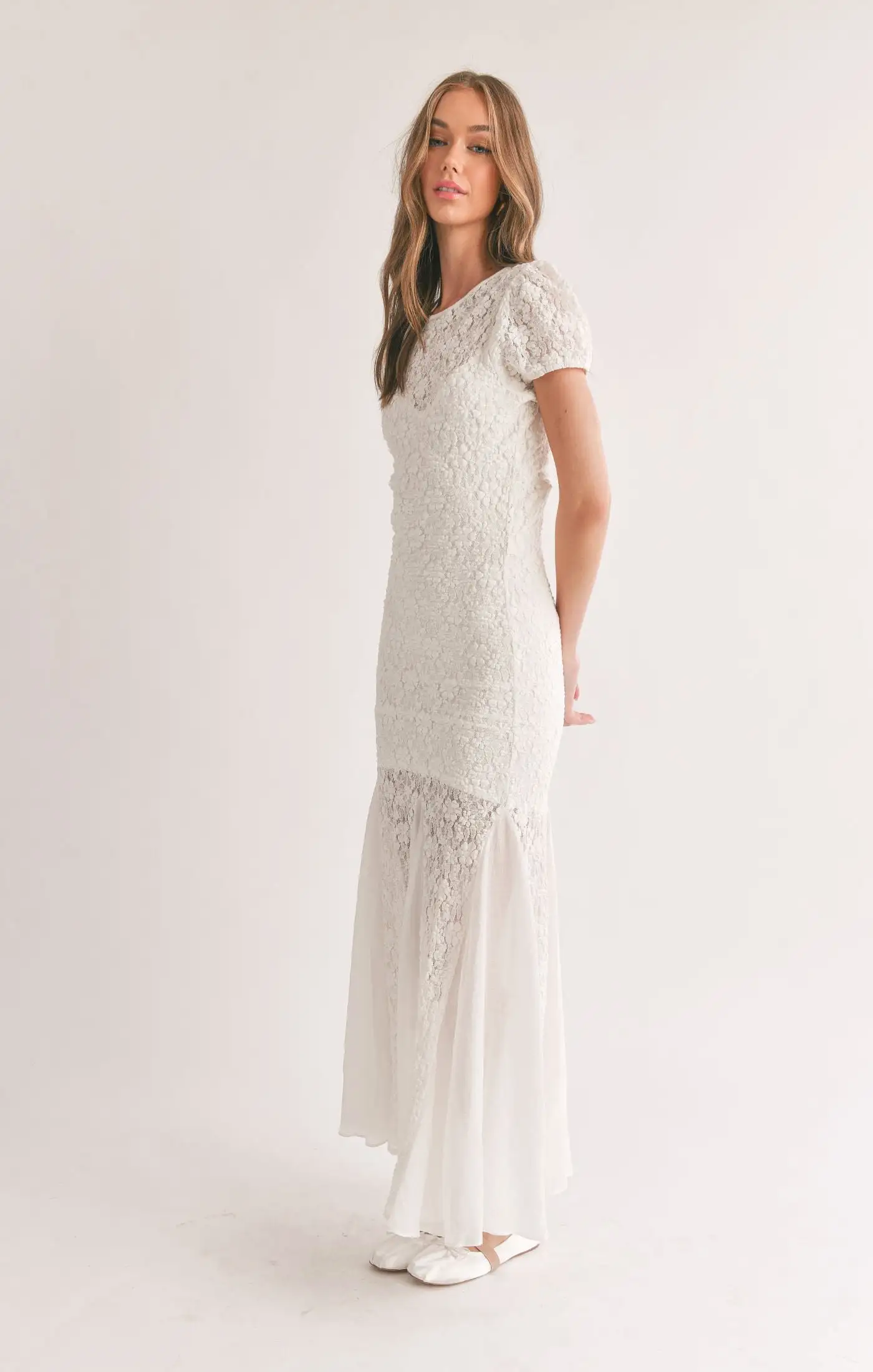 Quiet Light Godet Flare Maxi Dress