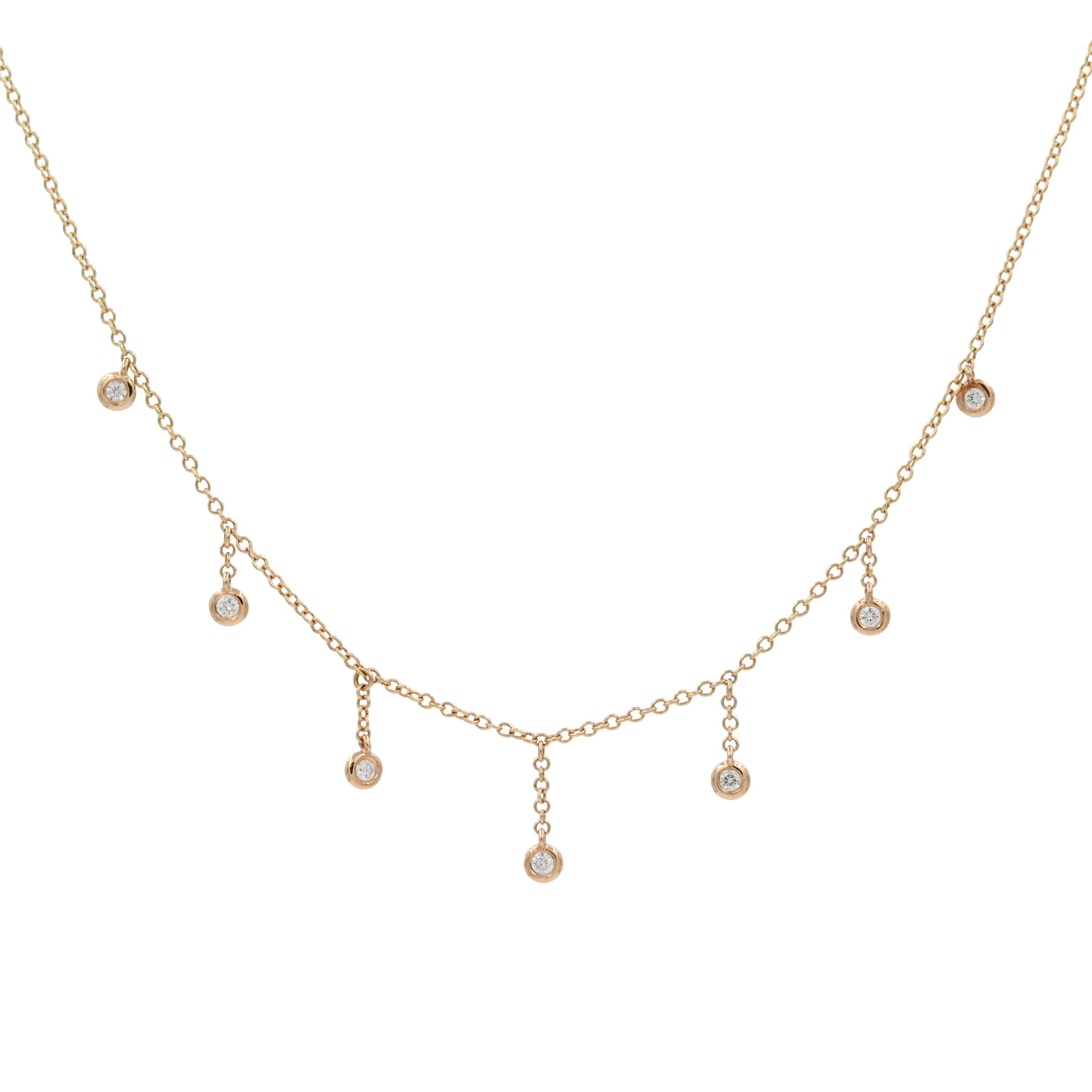 Raindrop Choker Necklace With Diamonds in 14k Rose Gold