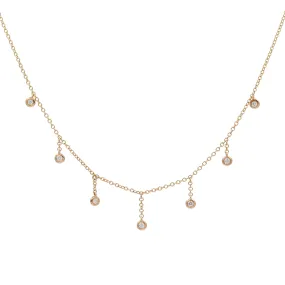 Raindrop Choker Necklace With Diamonds in 14k Rose Gold