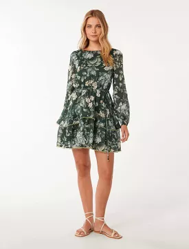 Remi Printed Tiered Skater Dress