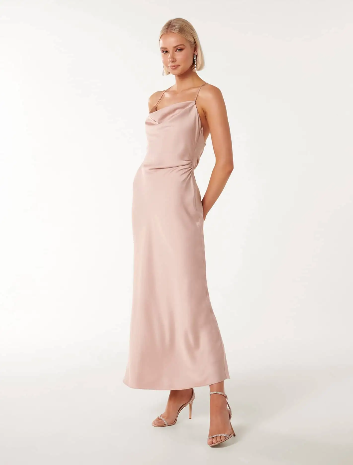 Ruby Petite Tie Back Satin Maxi Dress