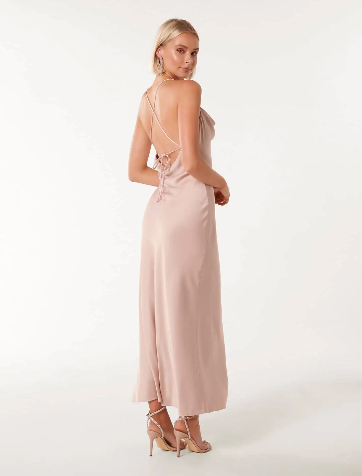 Ruby Petite Tie Back Satin Maxi Dress