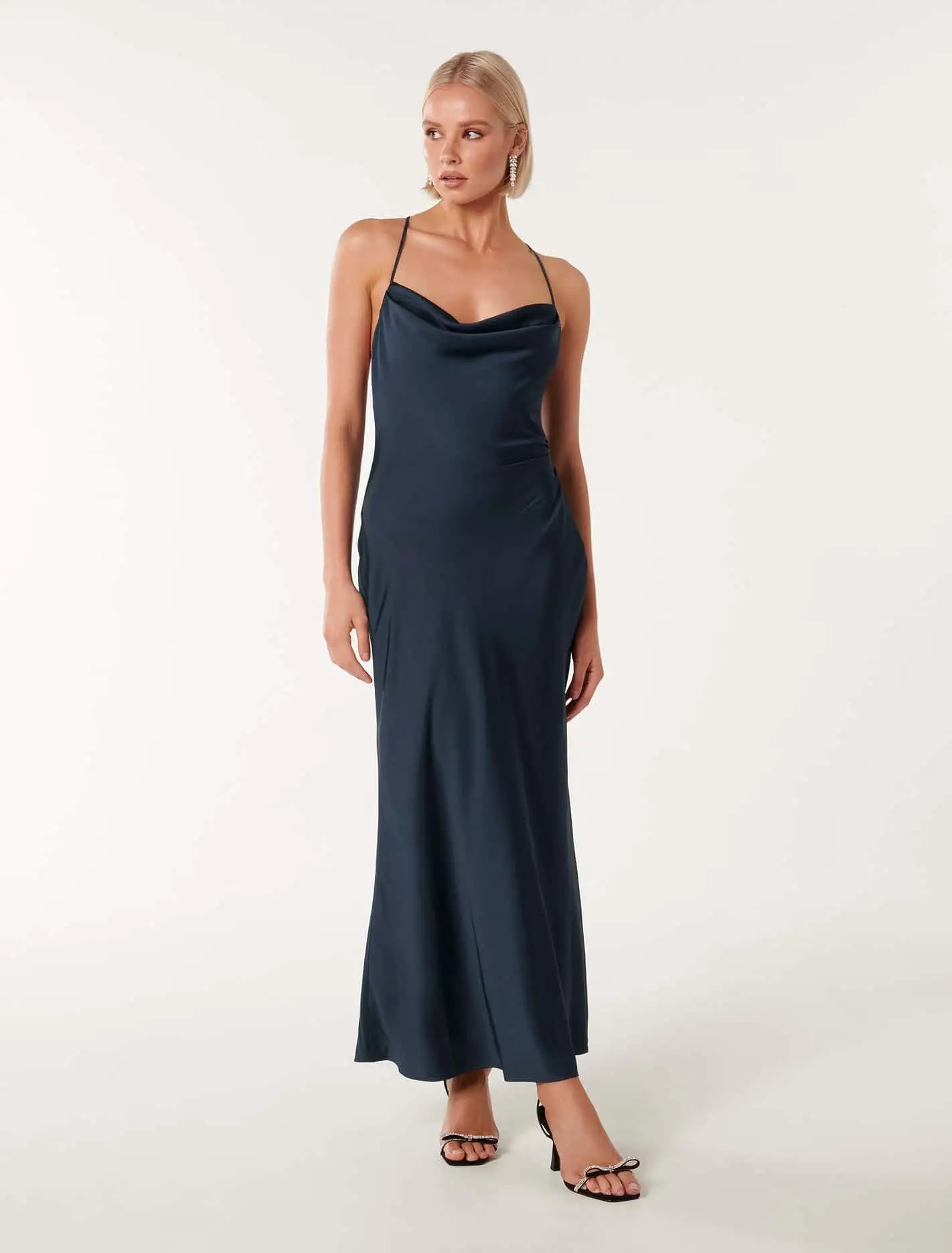 Ruby Tie Back Satin Maxi Dress