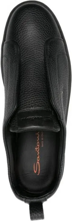 Santoni leather slip-on sneaker Black