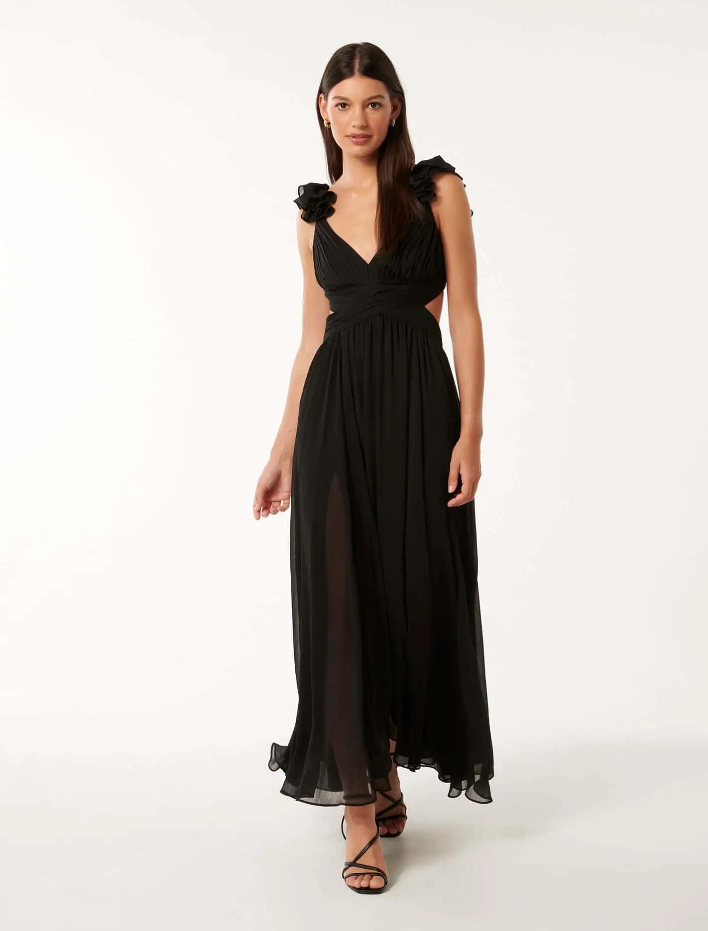 Selena Ruffle Shoulder Maxi Dress