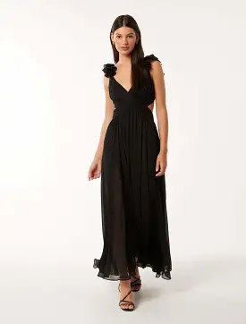 Selena Ruffle Shoulder Maxi Dress