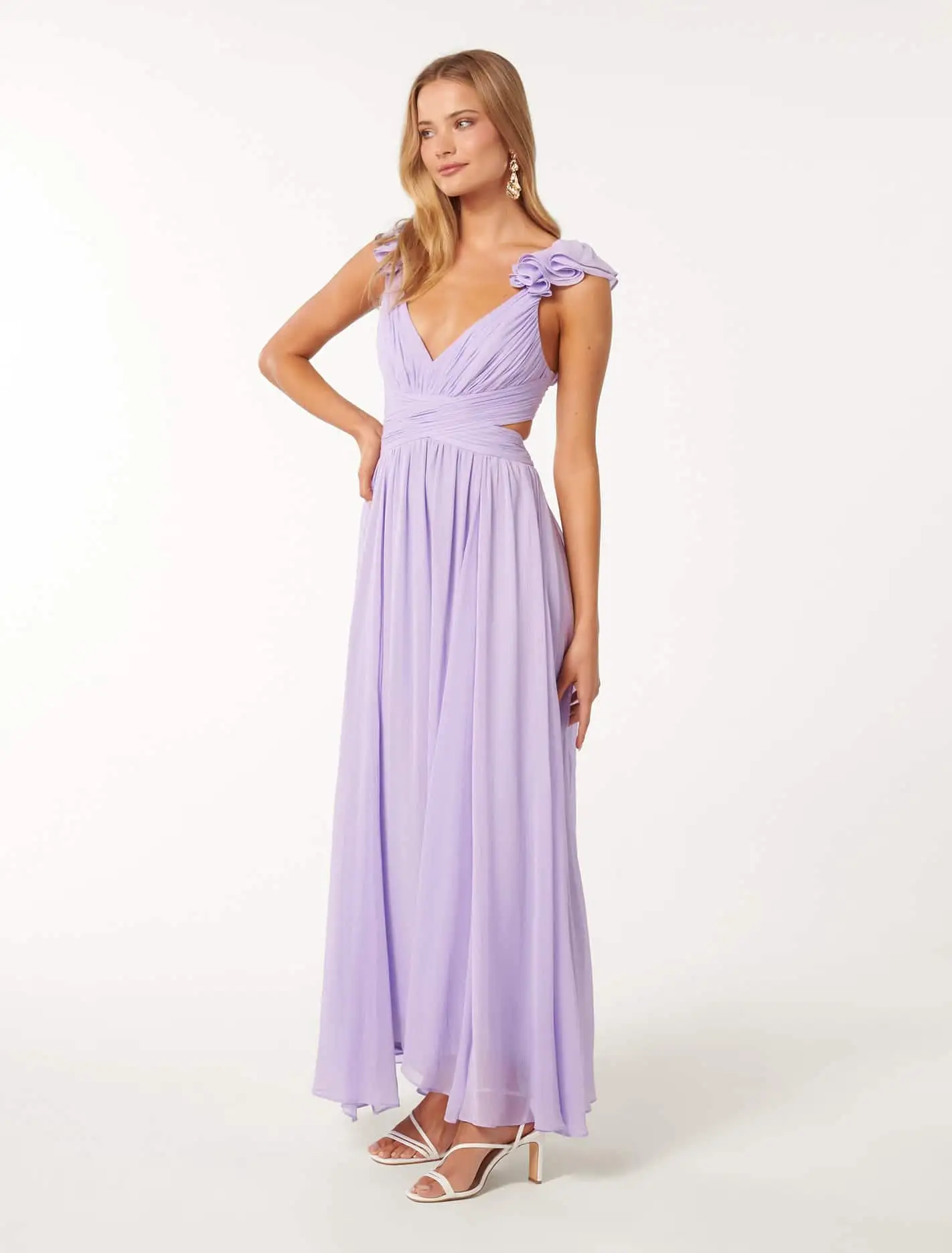 Selena Ruffle Shoulder Maxi Dress