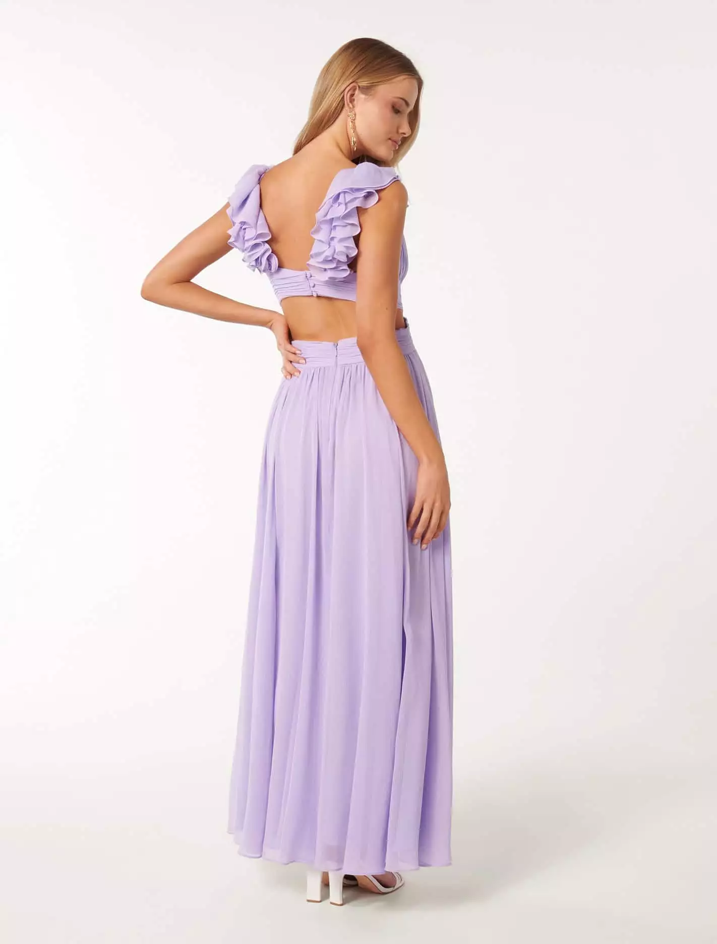 Selena Ruffle Shoulder Maxi Dress