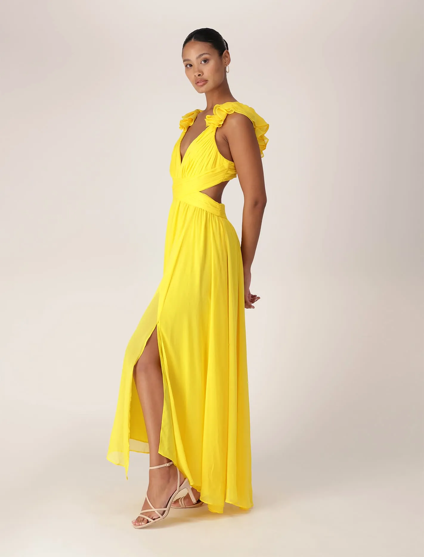 Selena Ruffle Shoulder Maxi Dress