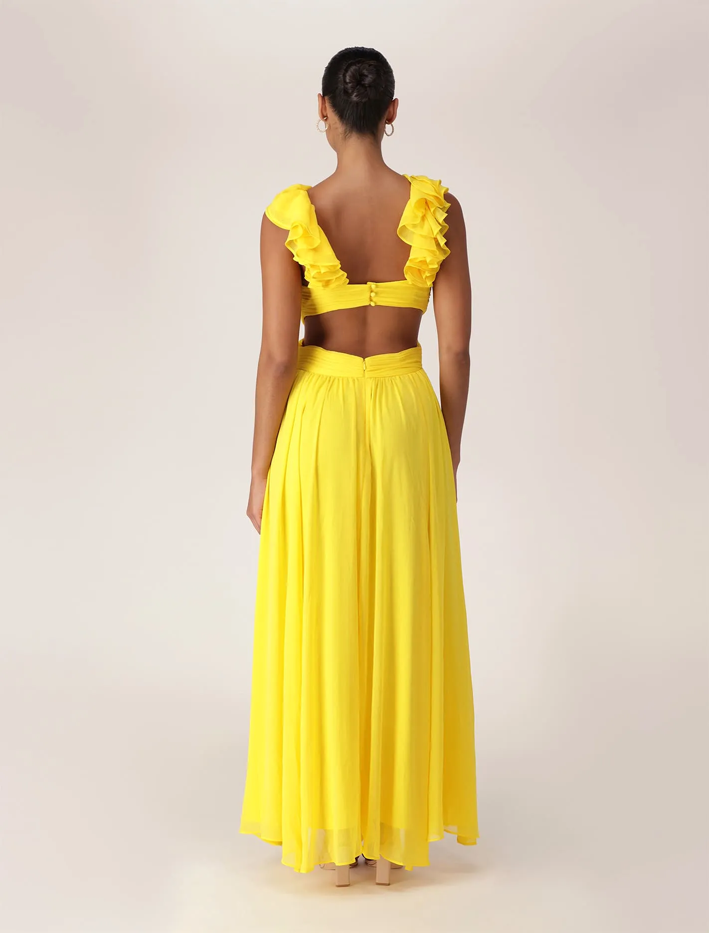 Selena Ruffle Shoulder Maxi Dress