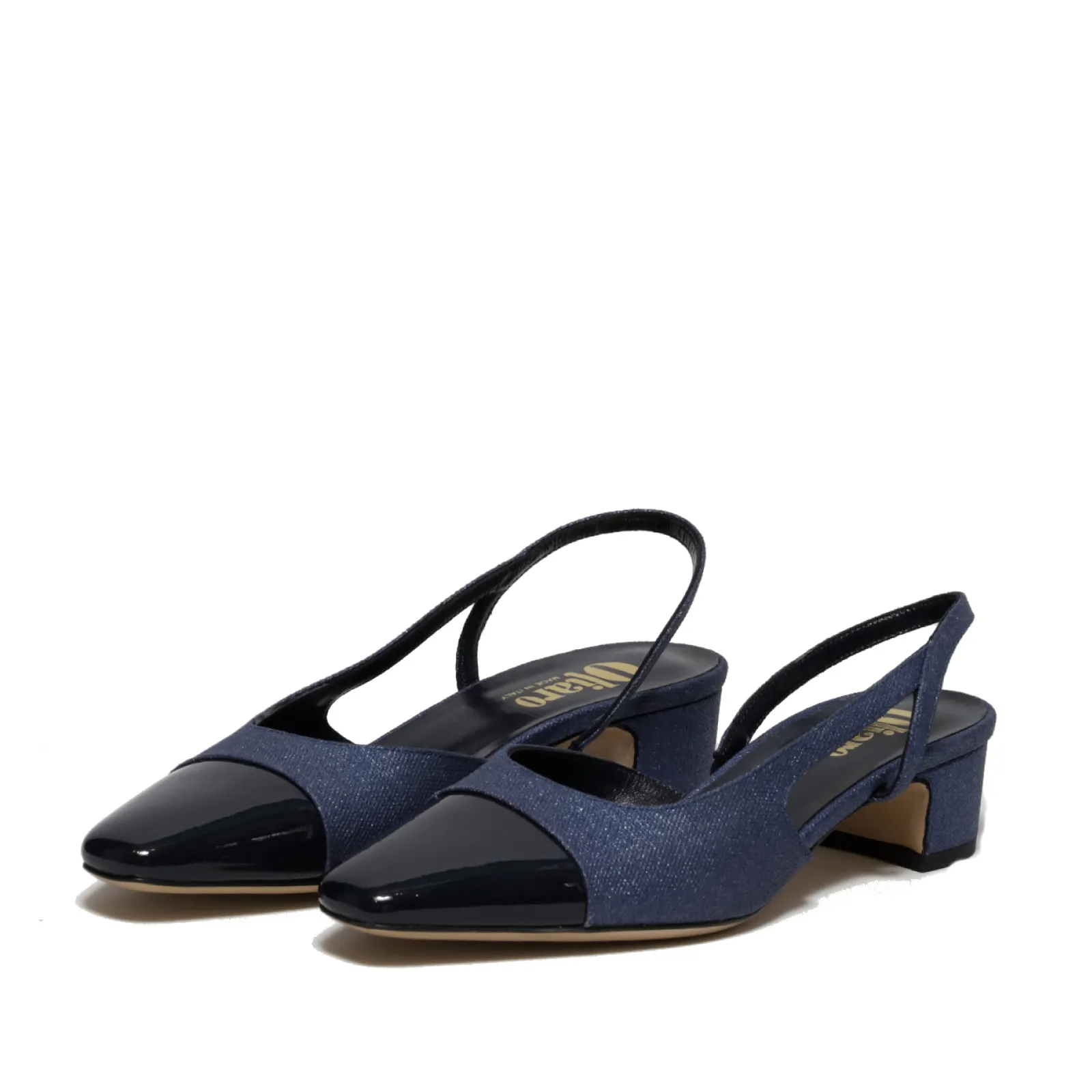 Slingback svasata in tessuto blue jeans