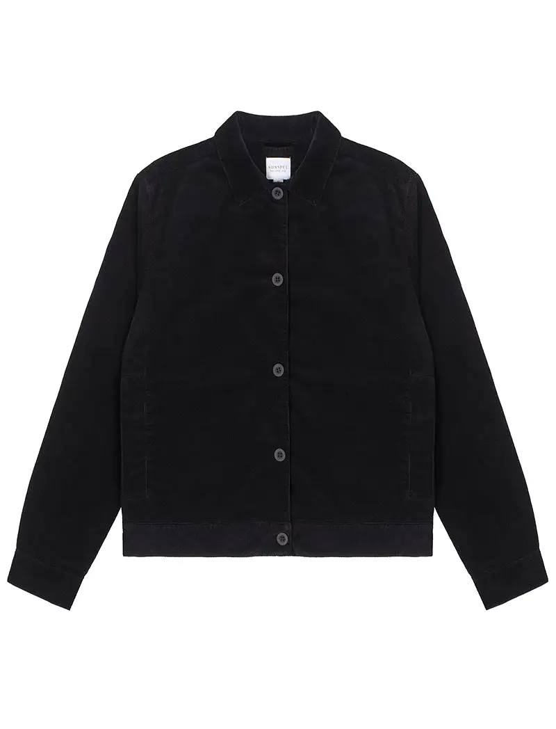 Sunspel Womens Corduroy Boxy Jacket Black