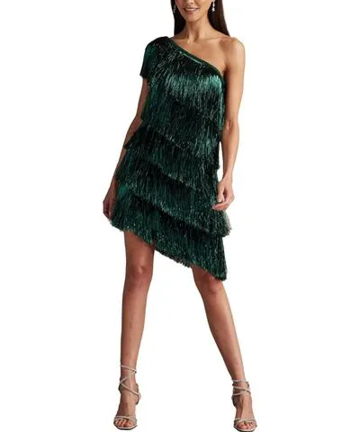 Tadashi Shoji Women's Sonny Metallic Fringe Mini Dress