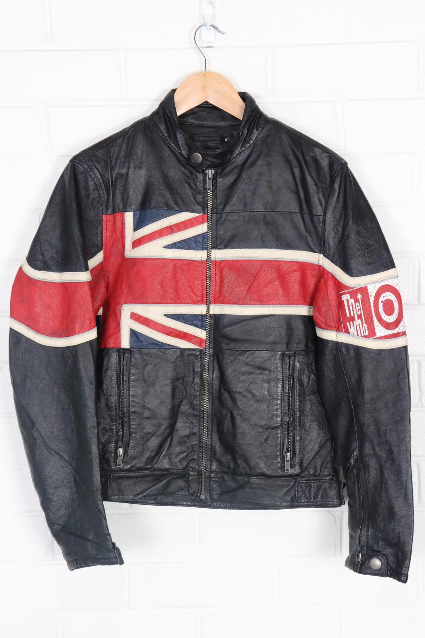 THE WHO Union Jack Band Merch Leather Jacket (S-M)