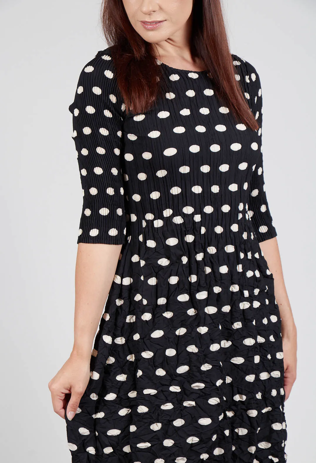 Three Quarter Sleeve Smash Dress in Elliptical Spot