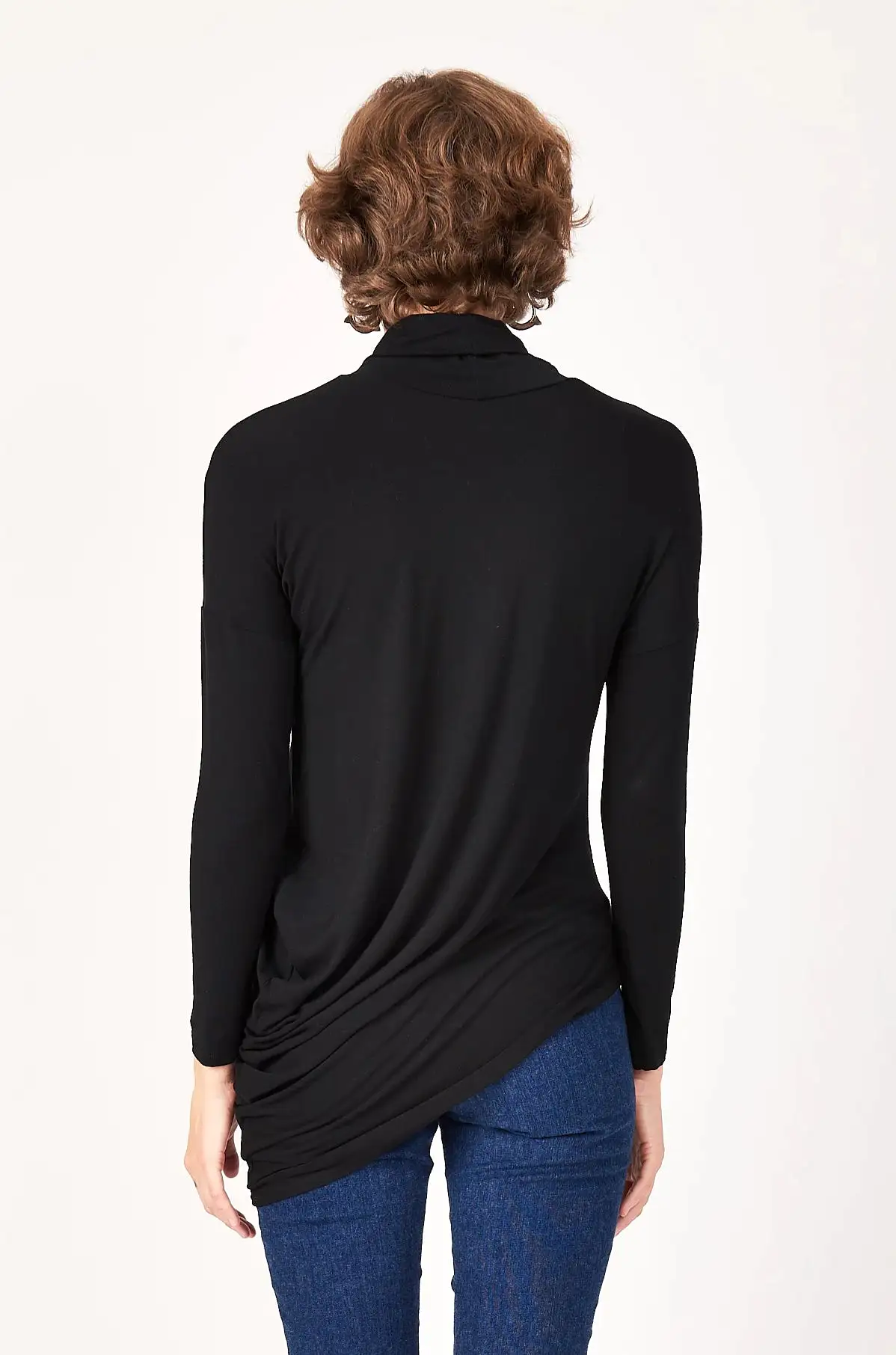 Turtleneck L/S Curve Top | Black Bamboo