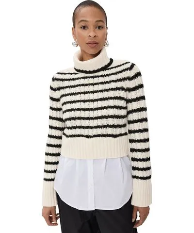 Veronica Beard Iyla Turtleneck Ivory/Black XL