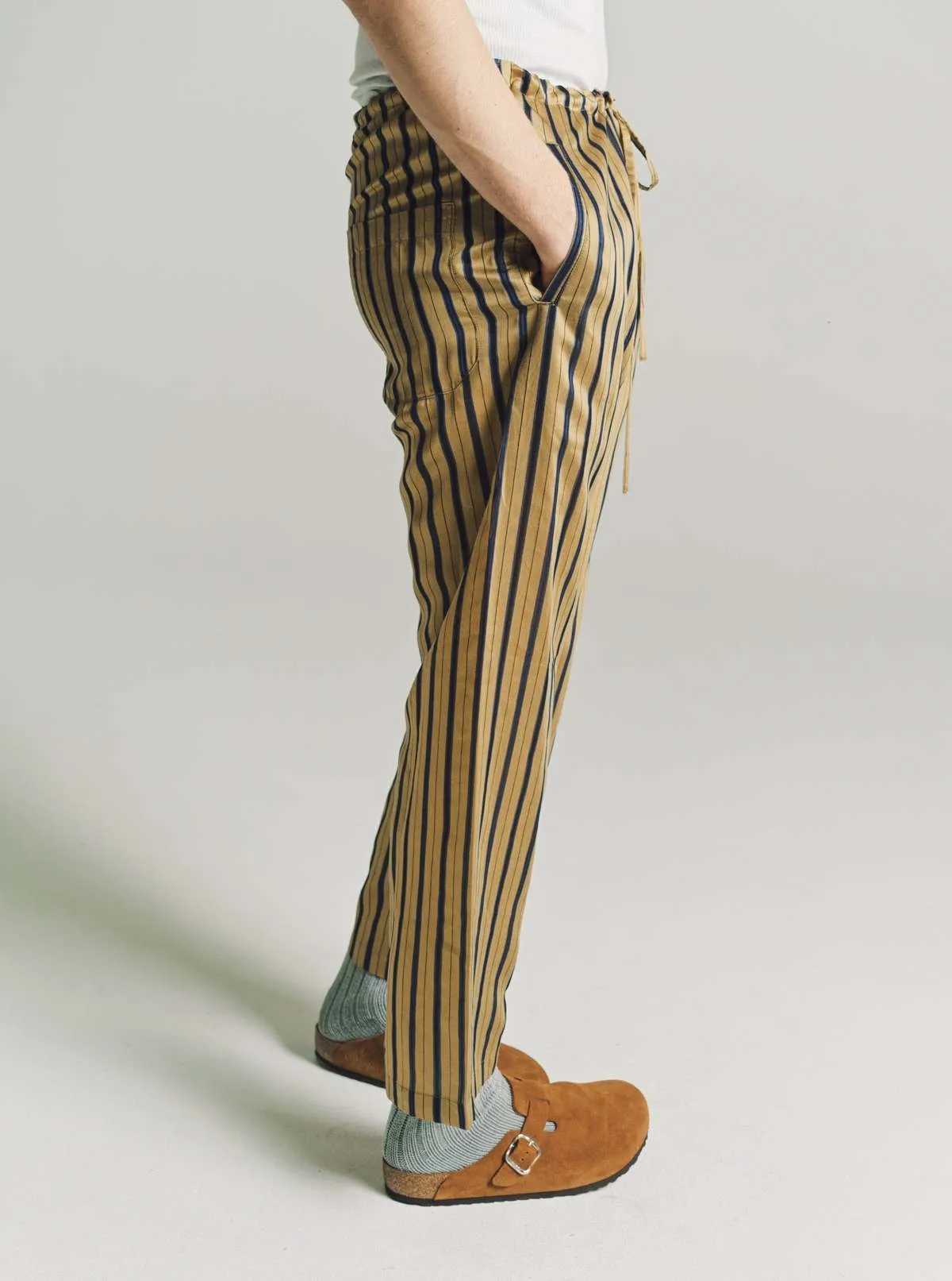 Viscose And Silk Alumni Stripe Pajama Pants - Yellow Multi