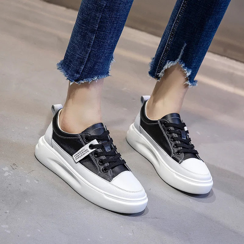 White Shoes Women's 2023 Trend Fashion Genuine Leather Tennis Sport Sneaker