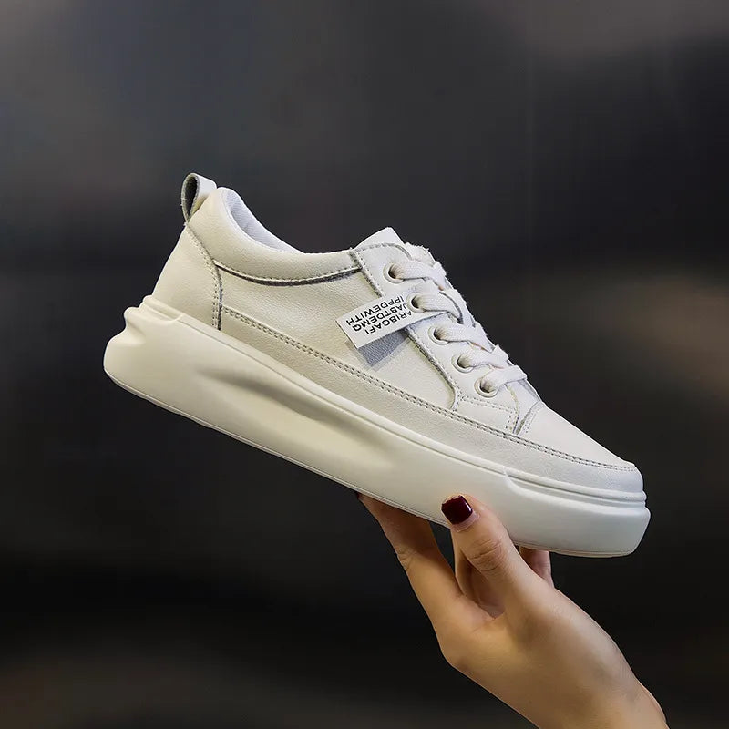 White Shoes Women's 2023 Trend Fashion Genuine Leather Tennis Sport Sneaker