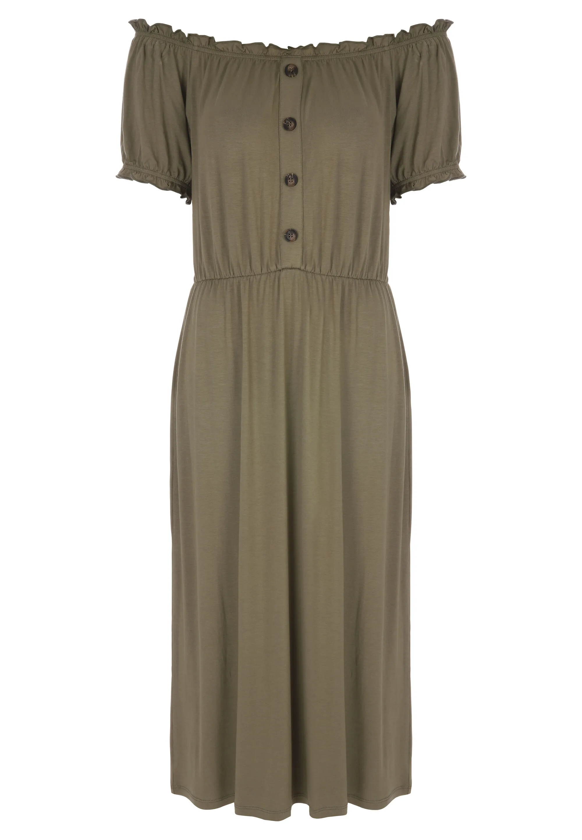 Womens Khaki Gypsy Buttoned Midi Dress